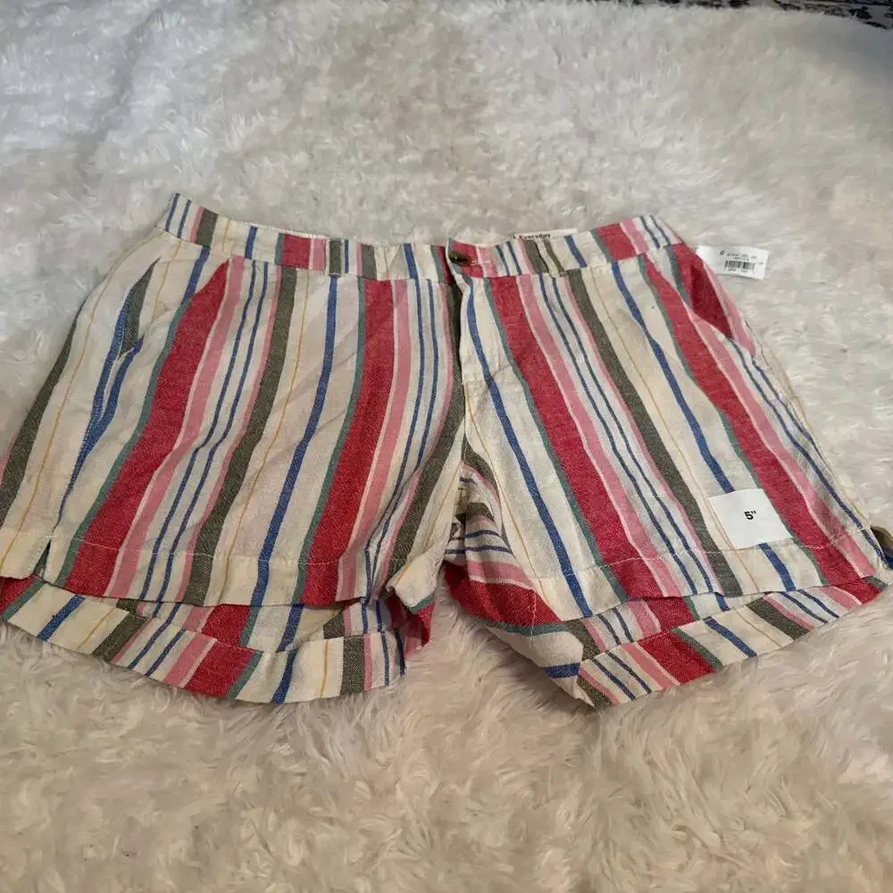 Old Navy Everyday Mid-Rise Striped Linen-Blend‎ Shorts 5-inch Inseam NWT